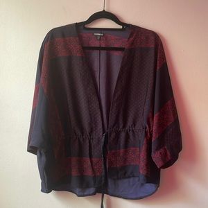 Express womens open front tie kimono top